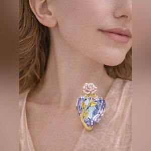 Magic Rose Pink Crystal Diamond Brooch
